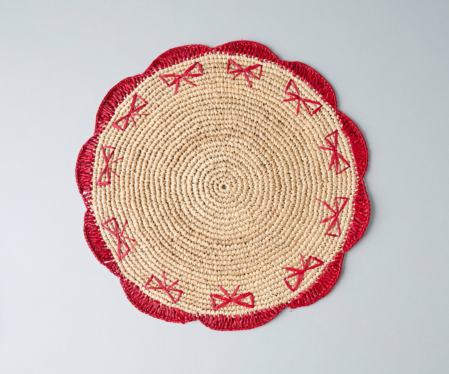 Payton James Handwoven Bow Placemats – Hand-Crocheted Raffia Palm Placemats – Unique Kitchen & Dining Table Decor – Handmade Tableware - Tampa Home & Garden Store