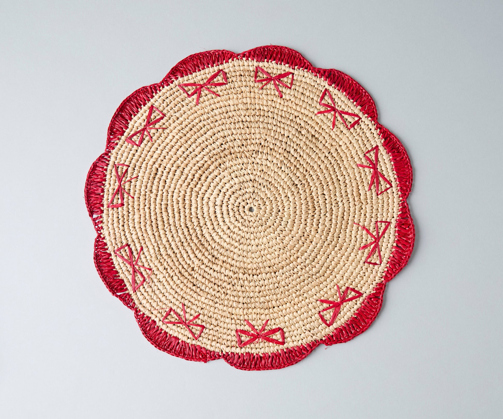 Payton James Handwoven Bow Placemats – Hand-Crocheted Raffia Palm Placemats – Unique Kitchen & Dining Table Decor – Handmade Tableware - Tampa Home & Garden Store
