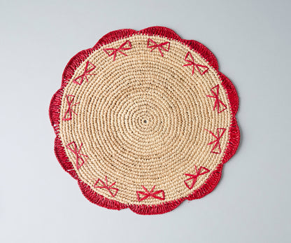 Payton James Handwoven Bow Placemats – Hand-Crocheted Raffia Palm Placemats – Unique Kitchen & Dining Table Decor – Handmade Tableware - Tampa Home & Garden Store