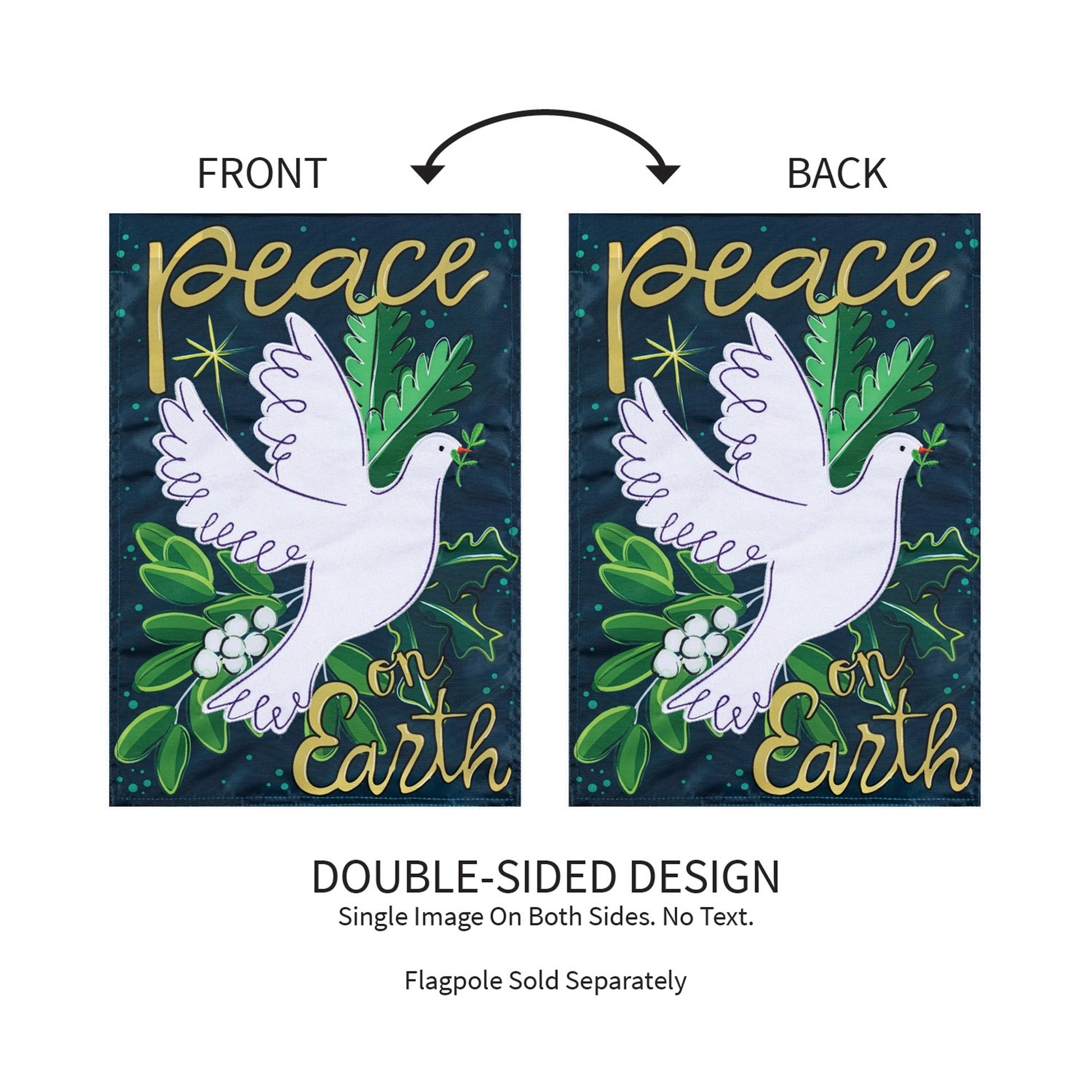 Peace On Earth Applique Garden Flag - Tampa Home & Garden Store