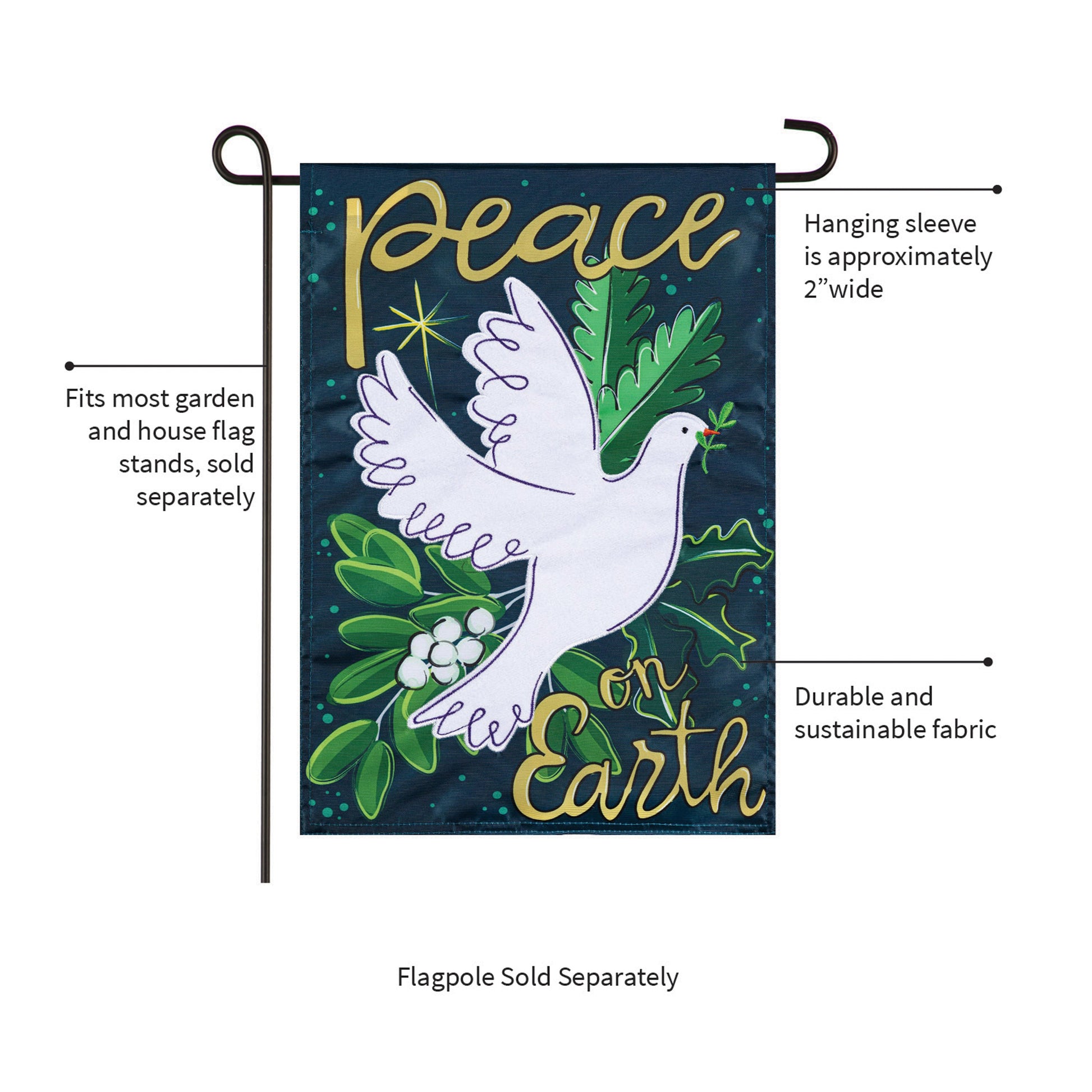 Peace On Earth Applique Garden Flag - Tampa Home & Garden Store