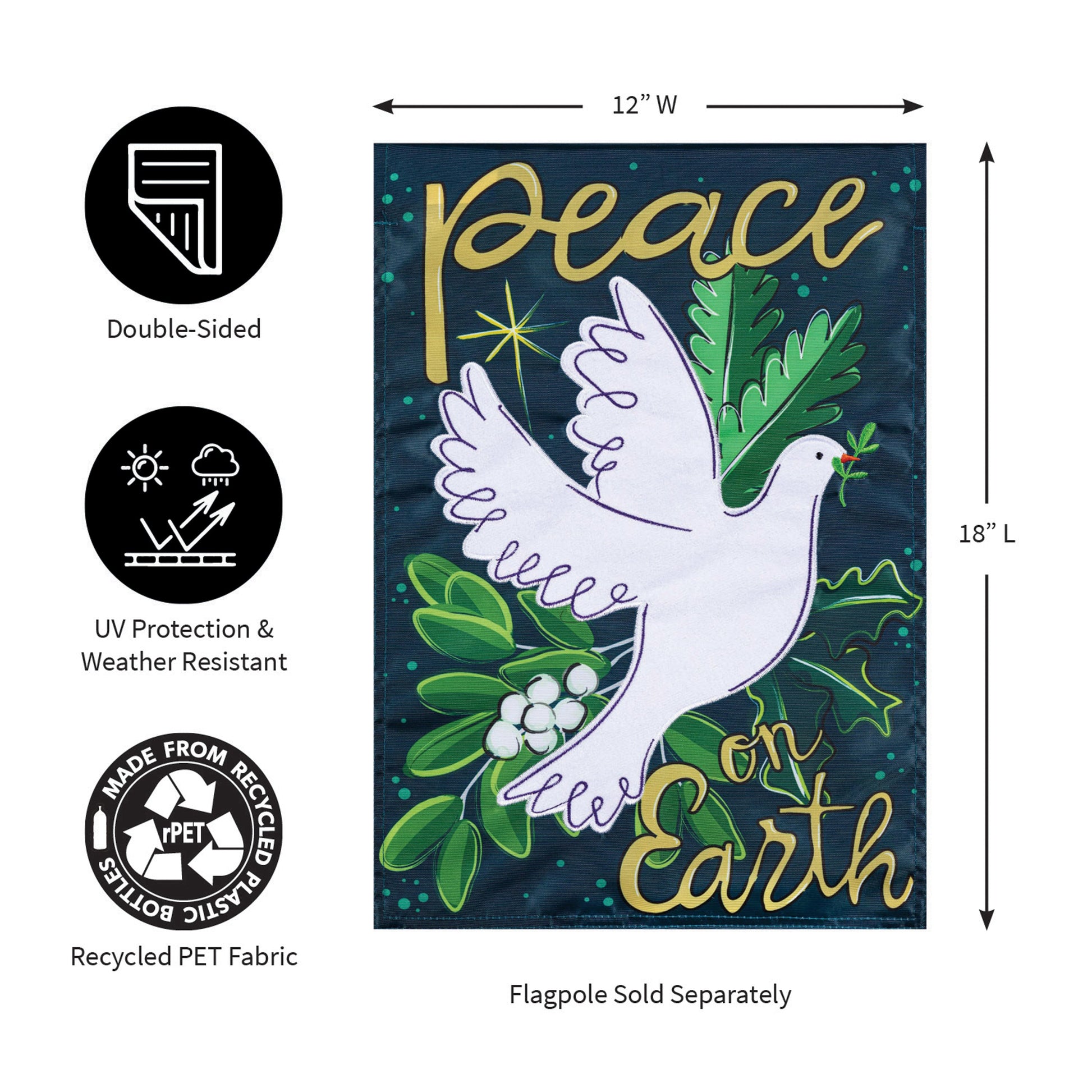 Peace On Earth Applique Garden Flag - Tampa Home & Garden Store