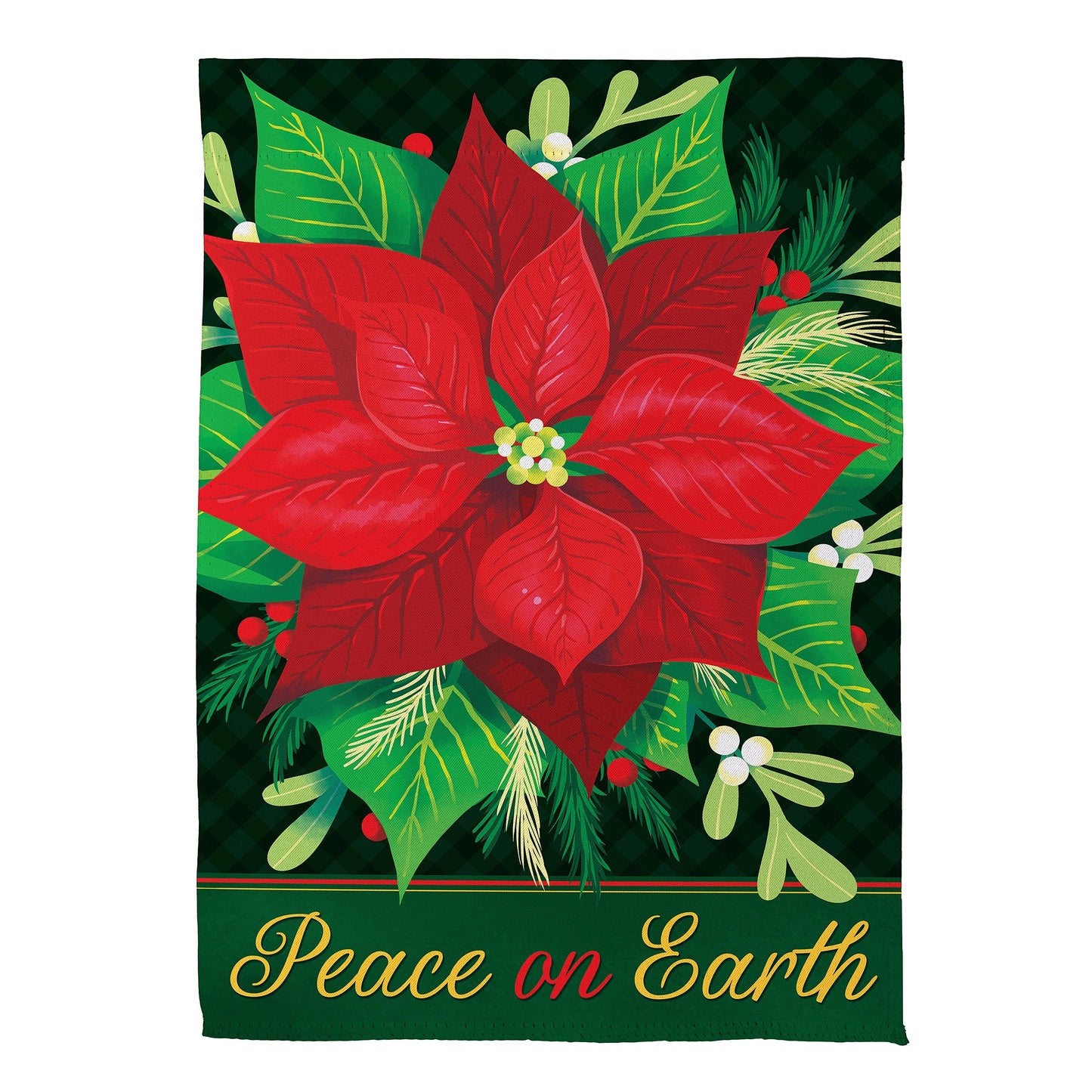 Peace on Earth Poinsettia Suede House Flag - Tampa Home & Garden Store