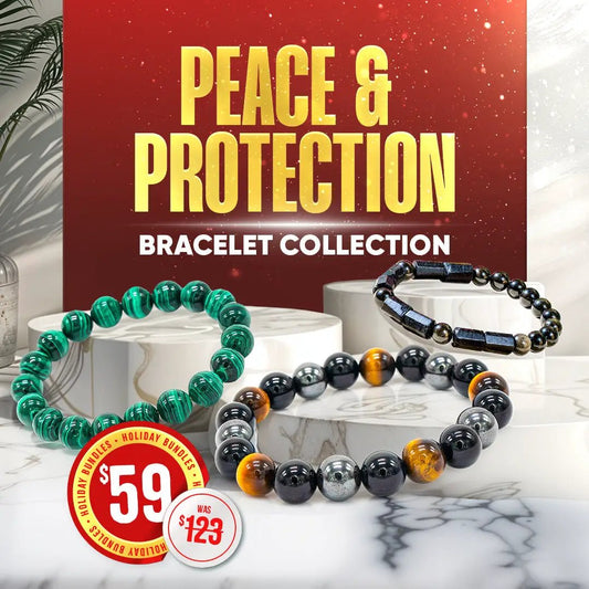 Peace and Protection Bracelet Bundle Conscious Items: 3-pack green malachite and dark beads on Tampa Home & Garden Store