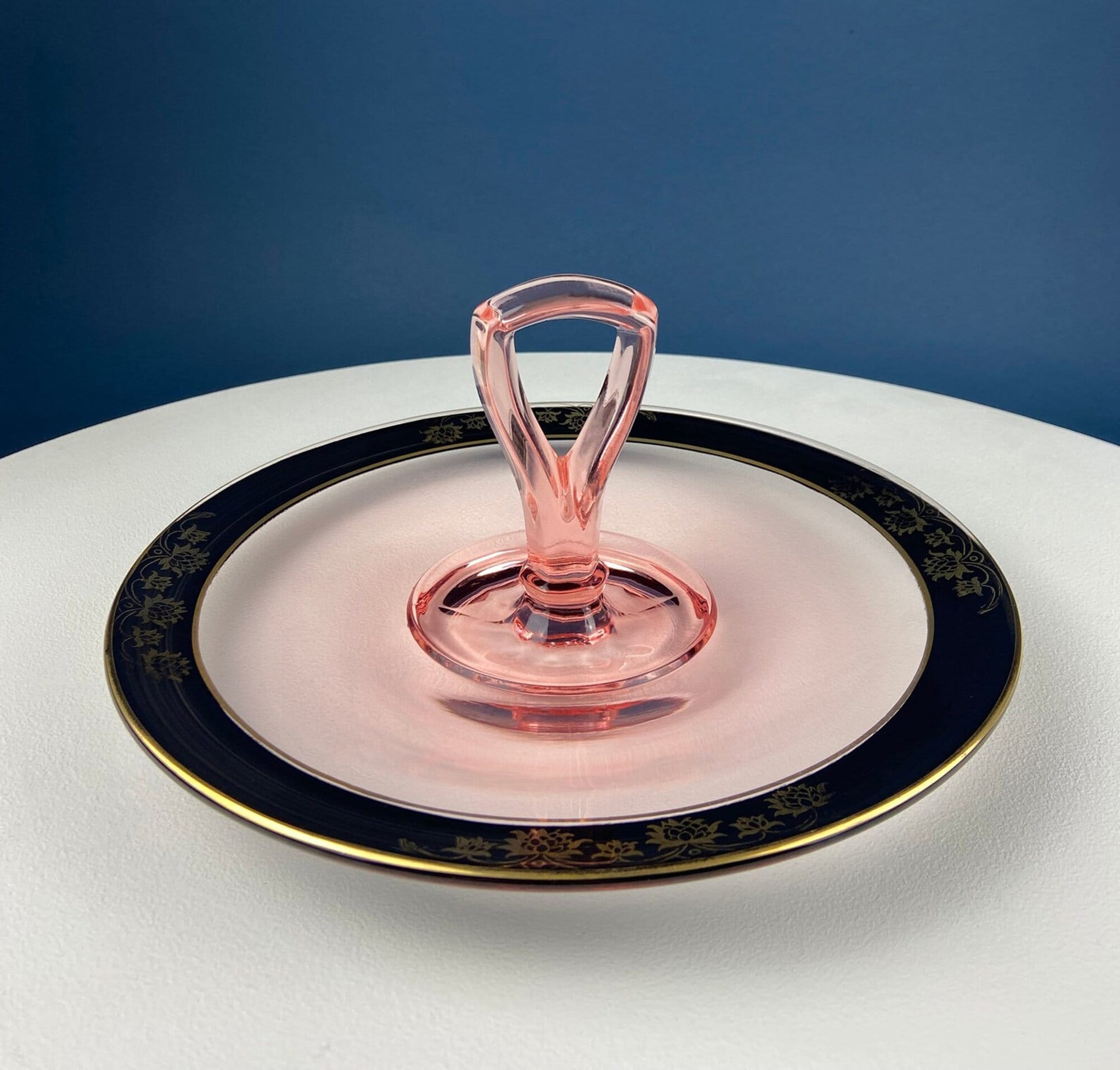 Peach Pink Depression Glass Sugar and Creamer Jars. Elegant Fluted Texture. Art Deco Geometrical Handles. Dining Room Decor. French Countryt - Tampa Home & Garden Store