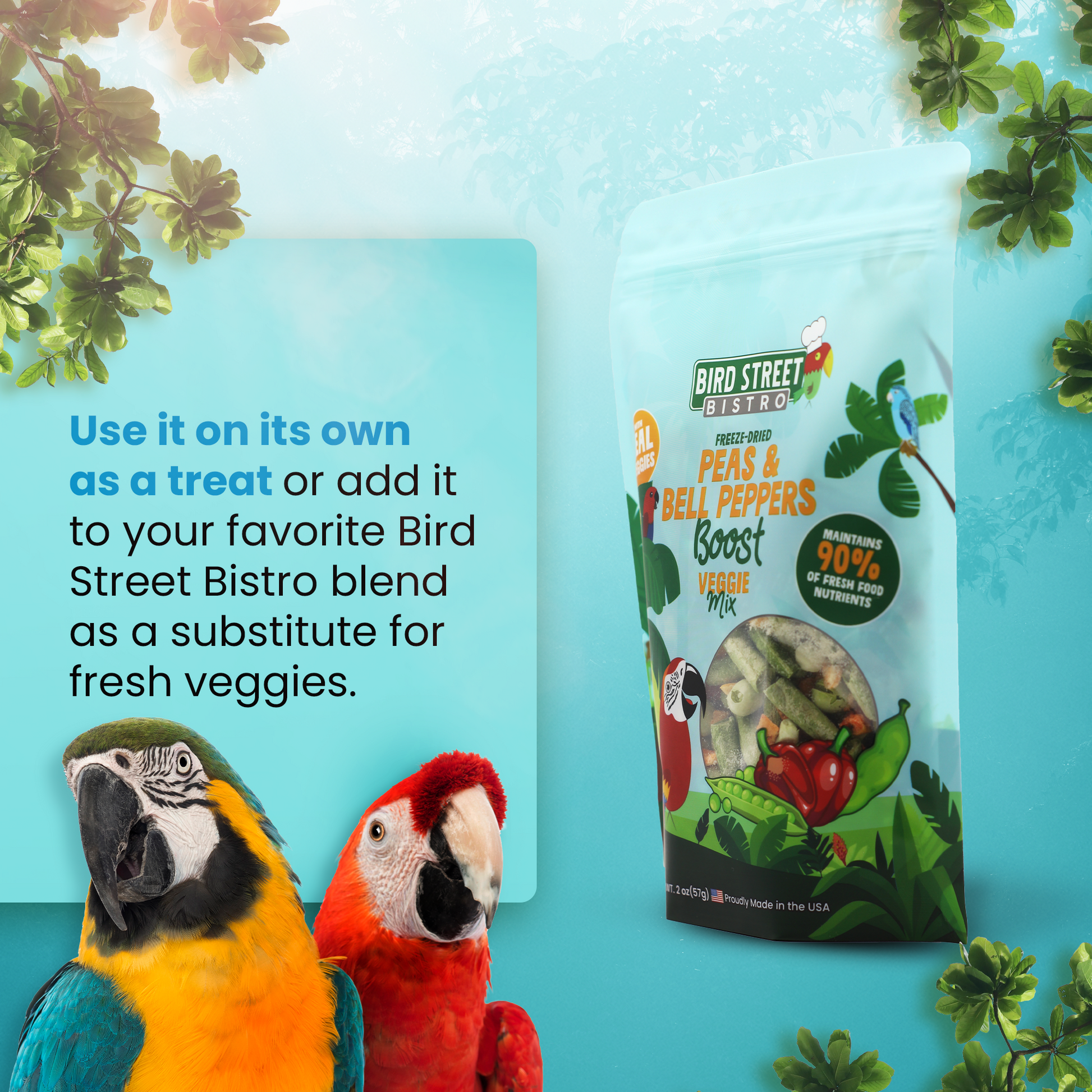 Peas & Bell Peppers Boost - Parrot Veggies Mix - Tampa Home & Garden Store