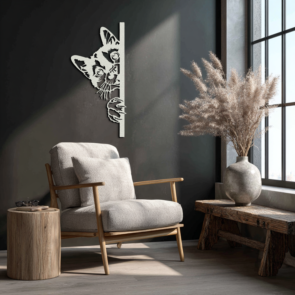Peeking Cat Metal Wall Art – Cute Kitty Home Decor - KAF193 - Tampa Home & Garden Store