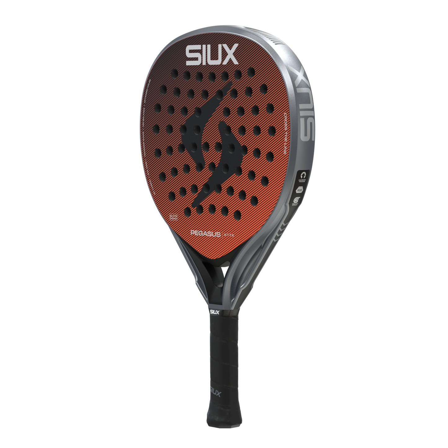 Padel racket Pegasus Elite 4 2026 by Siux USA with orange striped face and perforations on Tampa Home & Garden Store