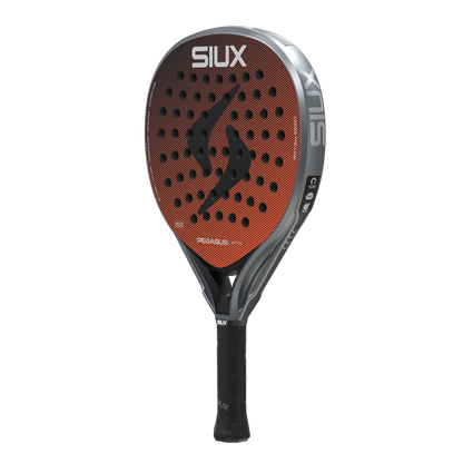 Padel racket Pegasus Elite 4 2026 by Siux USA with orange striped face and perforations on Tampa Home & Garden Store