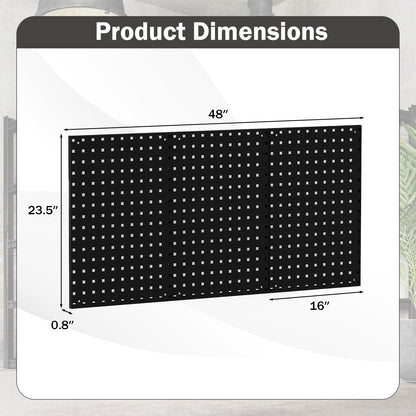Kit de tablero perforado de pared con 3 tableros perforados para taller o garaje - Negro