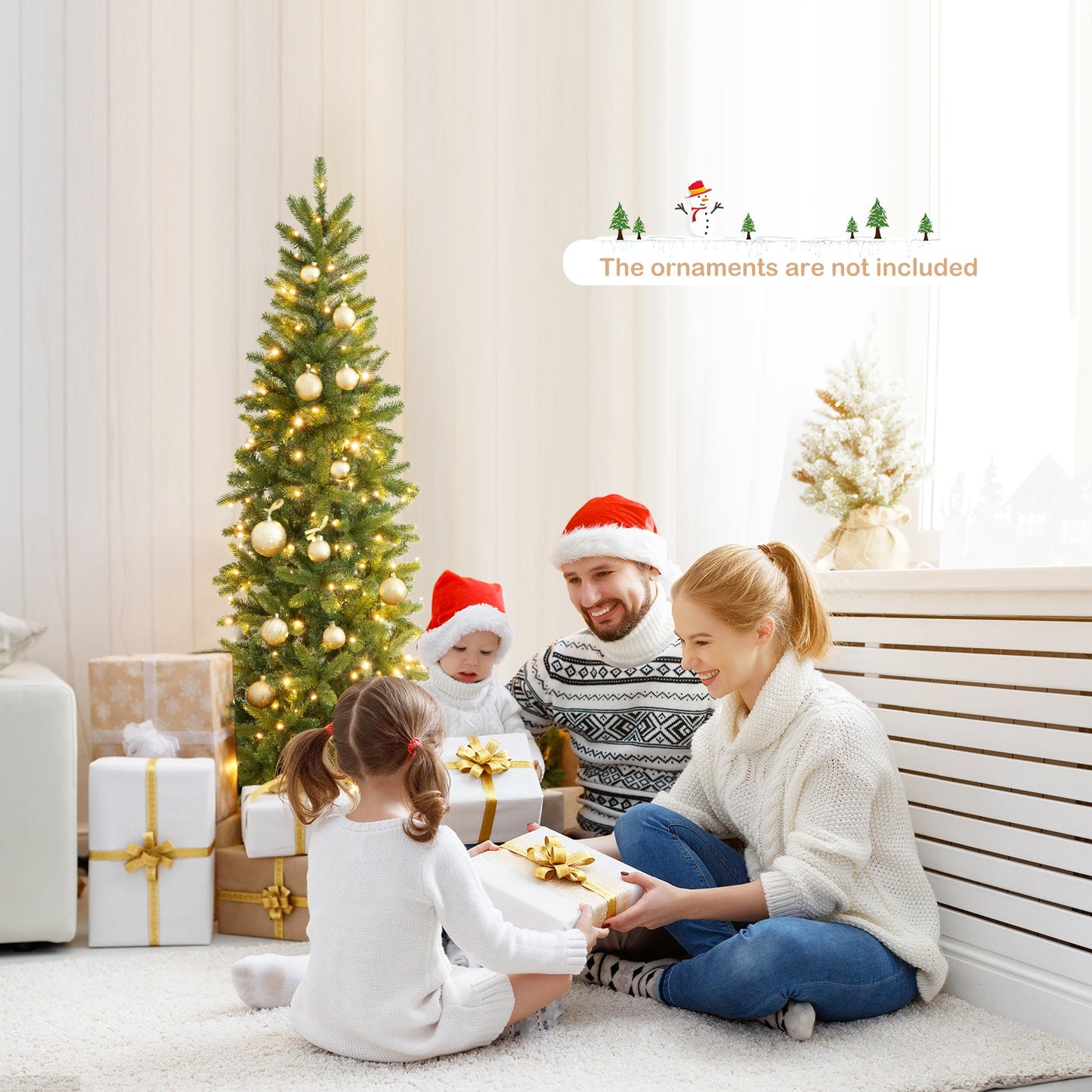 Pencil Christmas Tree with 180 warm white and multicolor LED lights by DirectDeals on Tampa Home & Garden Store