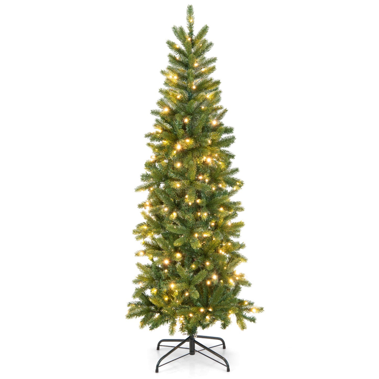 DirectDeals Pencil Christmas Tree with 180 warm white and multicolor LED lights on a metal stand on Tampa Home & Garden Store
