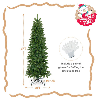 DirectDeals Pencil Christmas Tree, 5ft tall artificial tree with 180 LED lights, gloves included on Tampa Home & Garden Store
