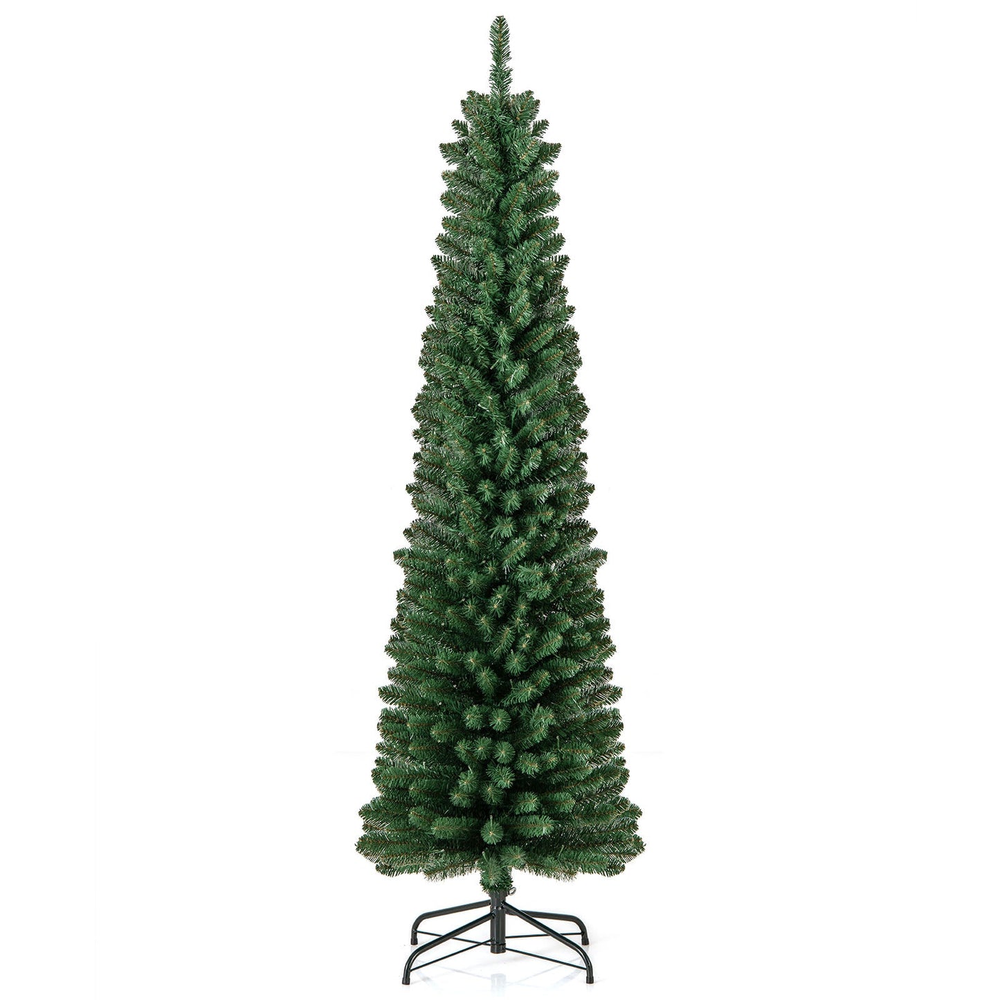 DirectDeals pencil Christmas tree, slender green artificial tree with memory-wire tips on stand on Tampa Home & Garden Store