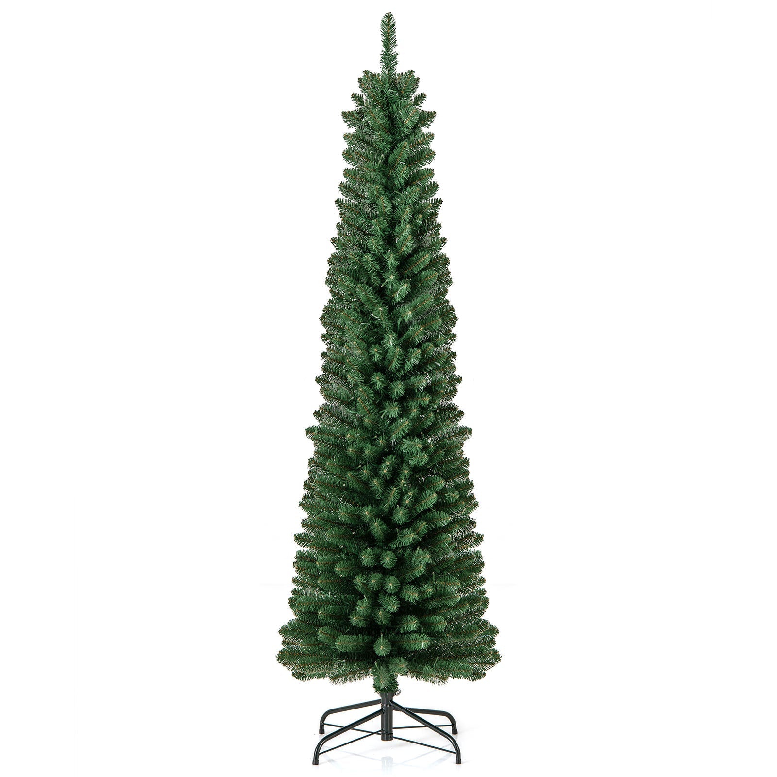 DirectDeals pencil Christmas tree, slender green artificial tree with memory-wire tips on stand on Tampa Home & Garden Store