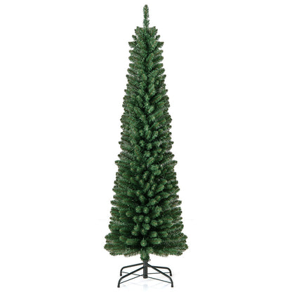 DirectDeals pencil Christmas tree, slender green artificial tree with memory-wire tips on stand on Tampa Home & Garden Store