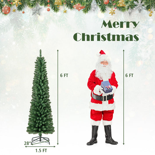 DirectDeals Pencil Christmas Tree with memory wire tips and warm LED lights 6 ft tall on Tampa Home & Garden Store