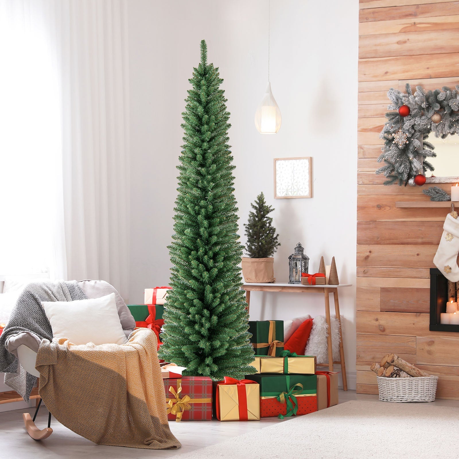 DirectDeals Pencil Christmas Tree with memory wire tips and warm LED lights on Tampa Home & Garden Store
