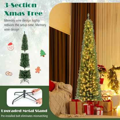 DirectDeals Pencil Christmas Tree with memory-wire branches, warm LED lights, artificial tree on Tampa Home & Garden Store