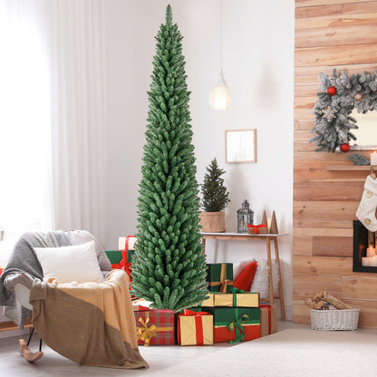 Pencil Christmas Tree with memory-wire branch tips and warm LED lights, DirectDeals artificial tree on Tampa Home & Garden Store