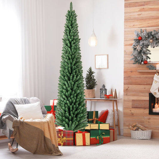 Pencil Christmas Tree with memory-wire branch tips and warm LED lights, DirectDeals artificial tree on Tampa Home & Garden Store