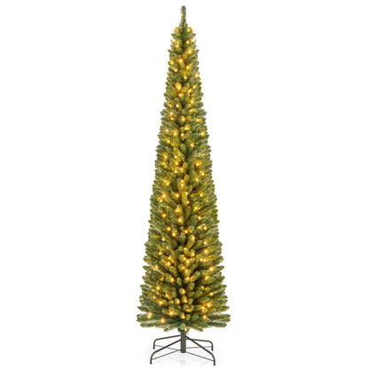 Pencil Christmas Tree by DirectDeals, memory-wire tips, warm LED lights on metal stand on Tampa Home & Garden Store