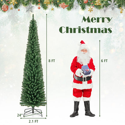 DirectDeals pencil Christmas Tree with memory wire tips and warm LED lights 8 ft tall green on Tampa Home & Garden Store