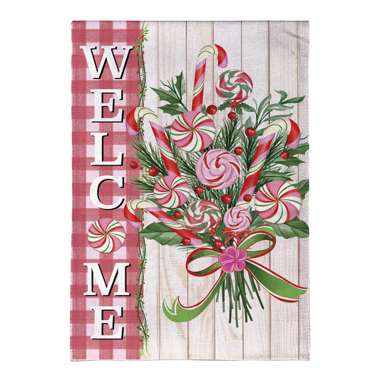 Peppermint Bouquet Burlap House Flag - Tampa Home & Garden Store