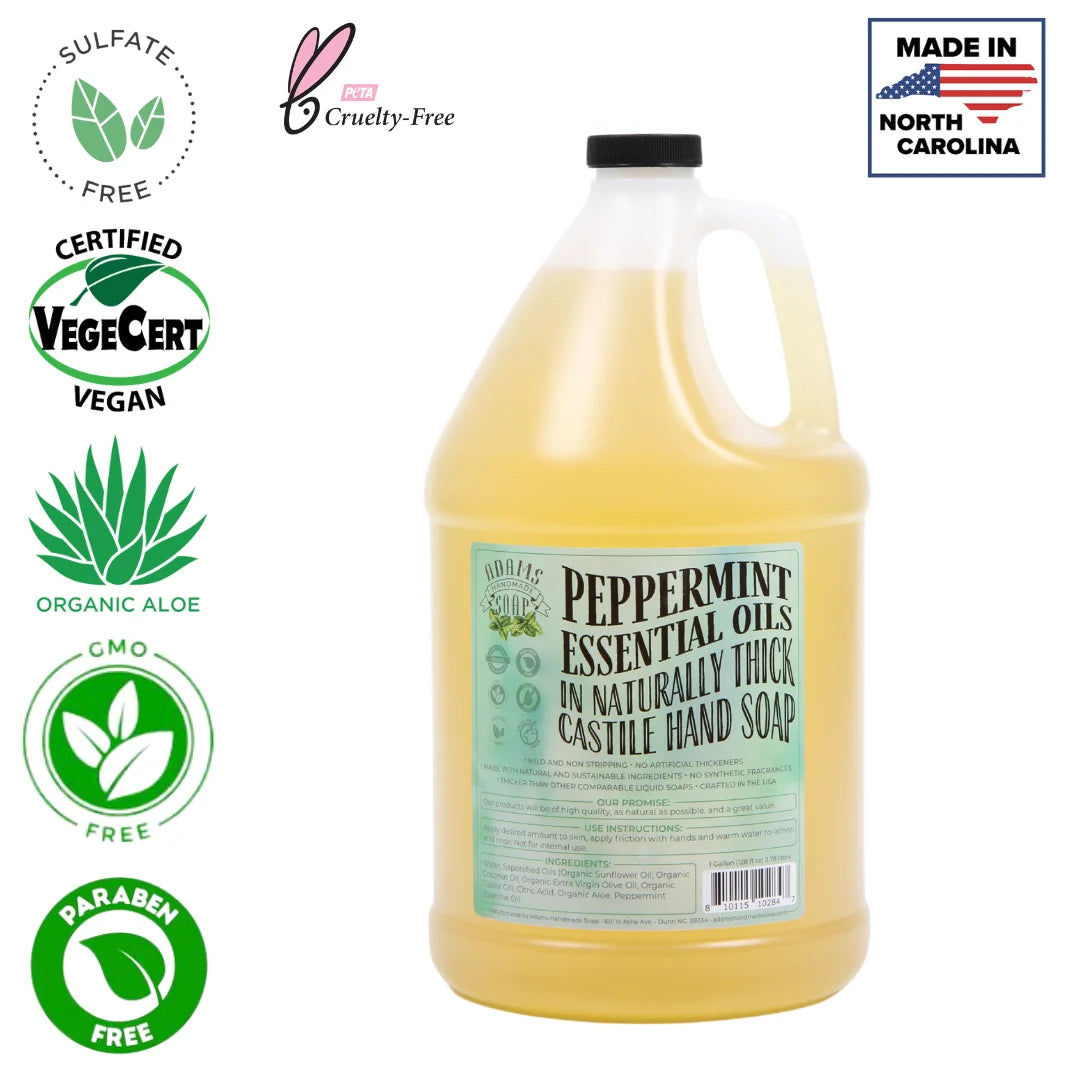 Peppermint Liquid Castile Soap – Thick, Concentrated, Organic Formula | Hand Soap & Multi-Purpose Cleaner | Vegan, Eco-Friendly & Made in USA - Tampa Home & Garden Store