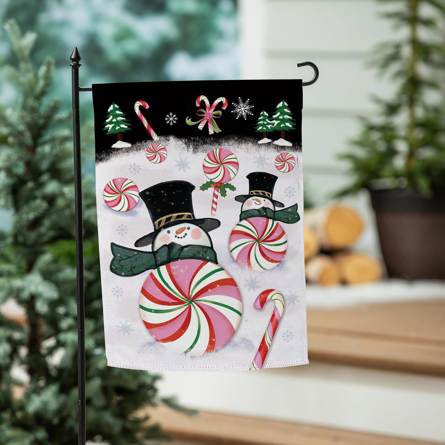 Peppermint Snowmen Suede Garden Flag - Tampa Home & Garden Store