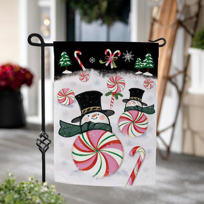Peppermint Snowmen Suede Garden Flag - Tampa Home & Garden Store