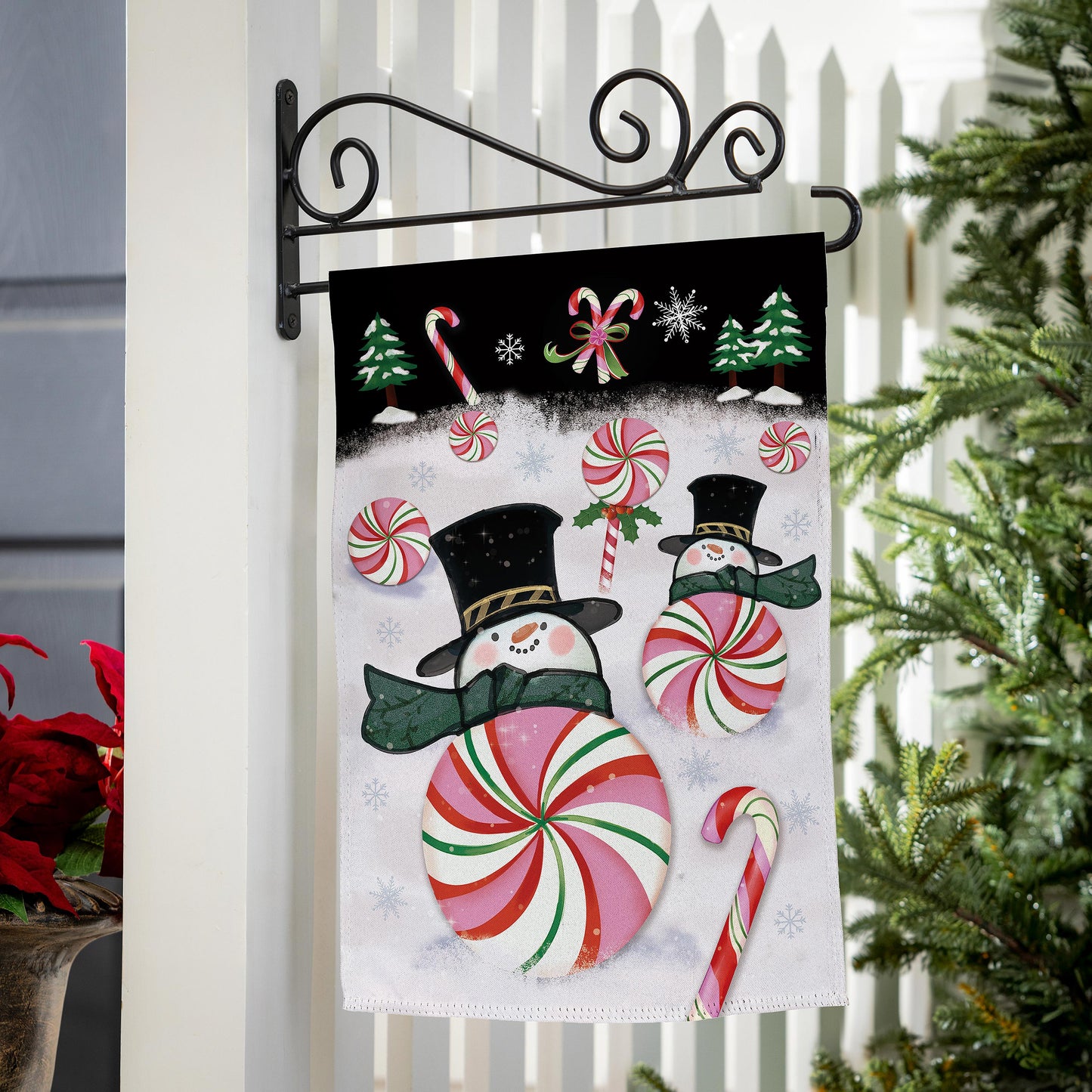Peppermint Snowmen Suede Garden Flag - Tampa Home & Garden Store