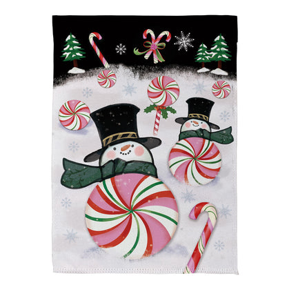 Peppermint Snowmen Suede Garden Flag - Tampa Home & Garden Store