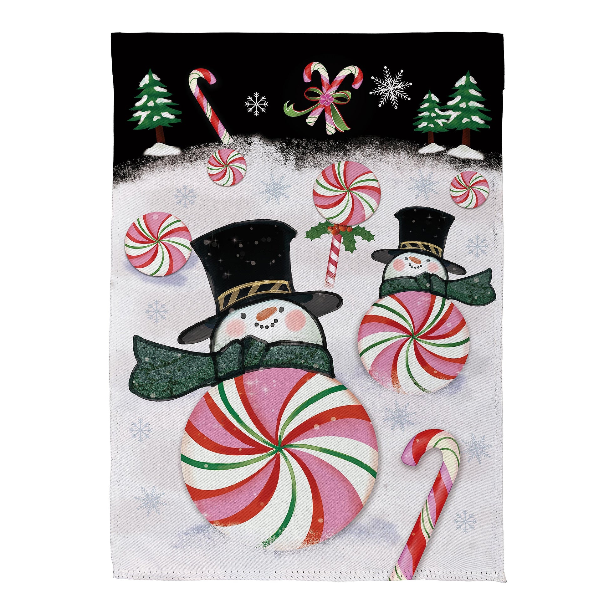 Peppermint Snowmen Suede House Flag - Tampa Home & Garden Store