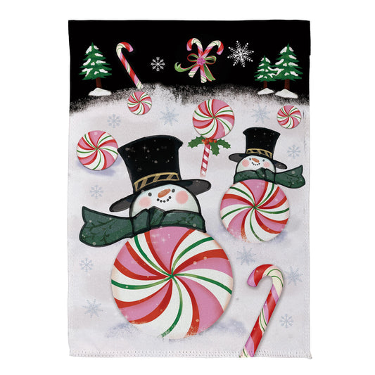 Peppermint Snowmen Suede House Flag - Tampa Home & Garden Store