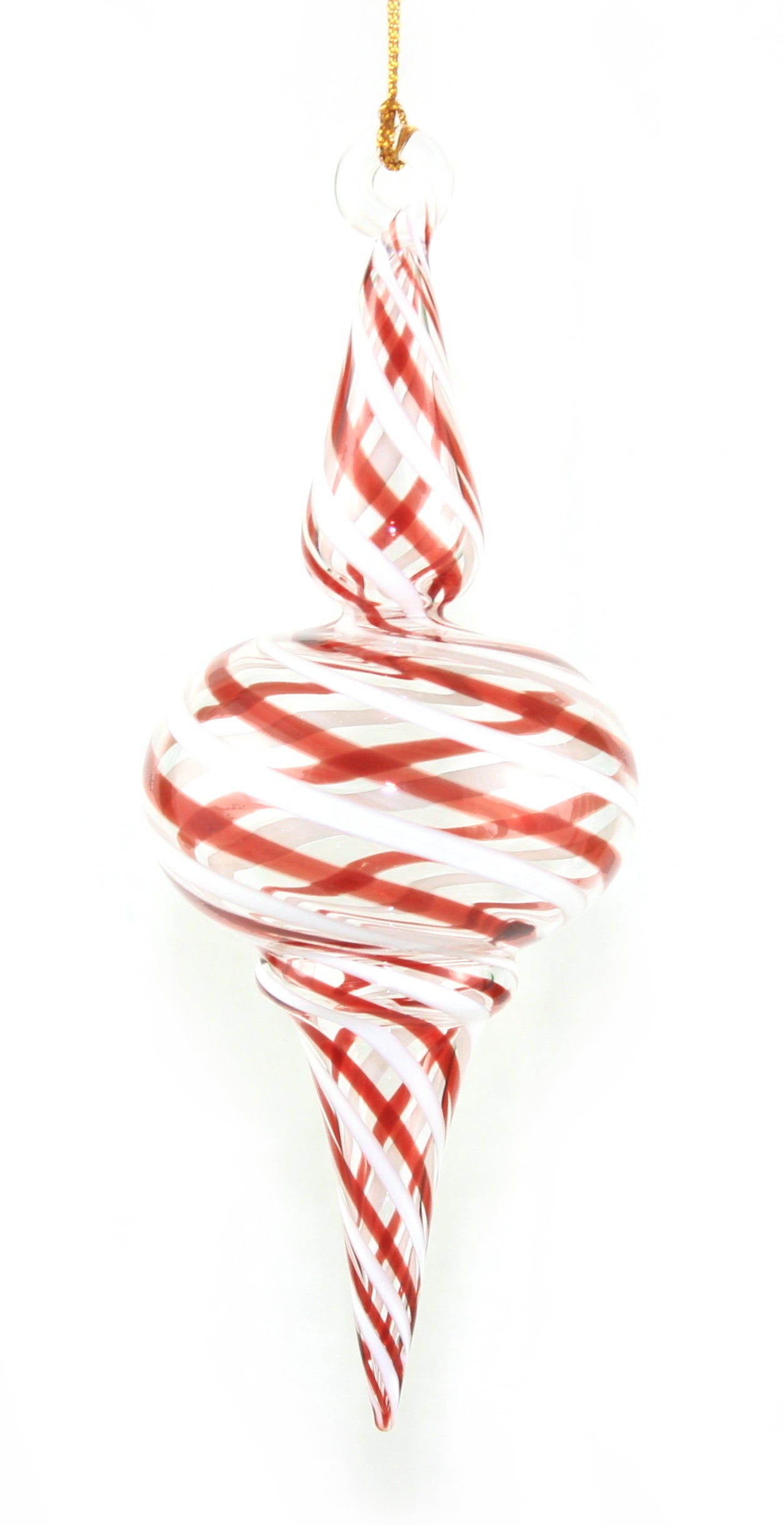Peppermint Striped Spire Glass Ornament - Tampa Home & Garden Store