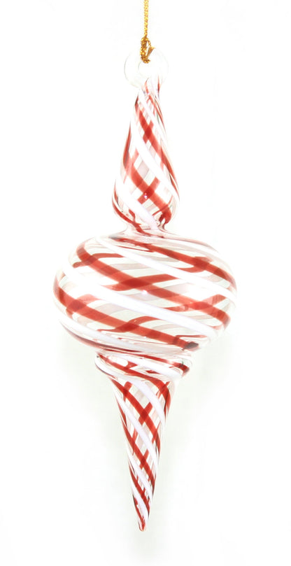 Peppermint Striped Spire Glass Ornament - Tampa Home & Garden Store