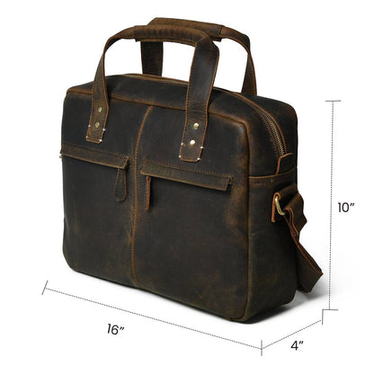Perkins Buffalo Leather Office Briefcase - Tampa Home & Garden Store