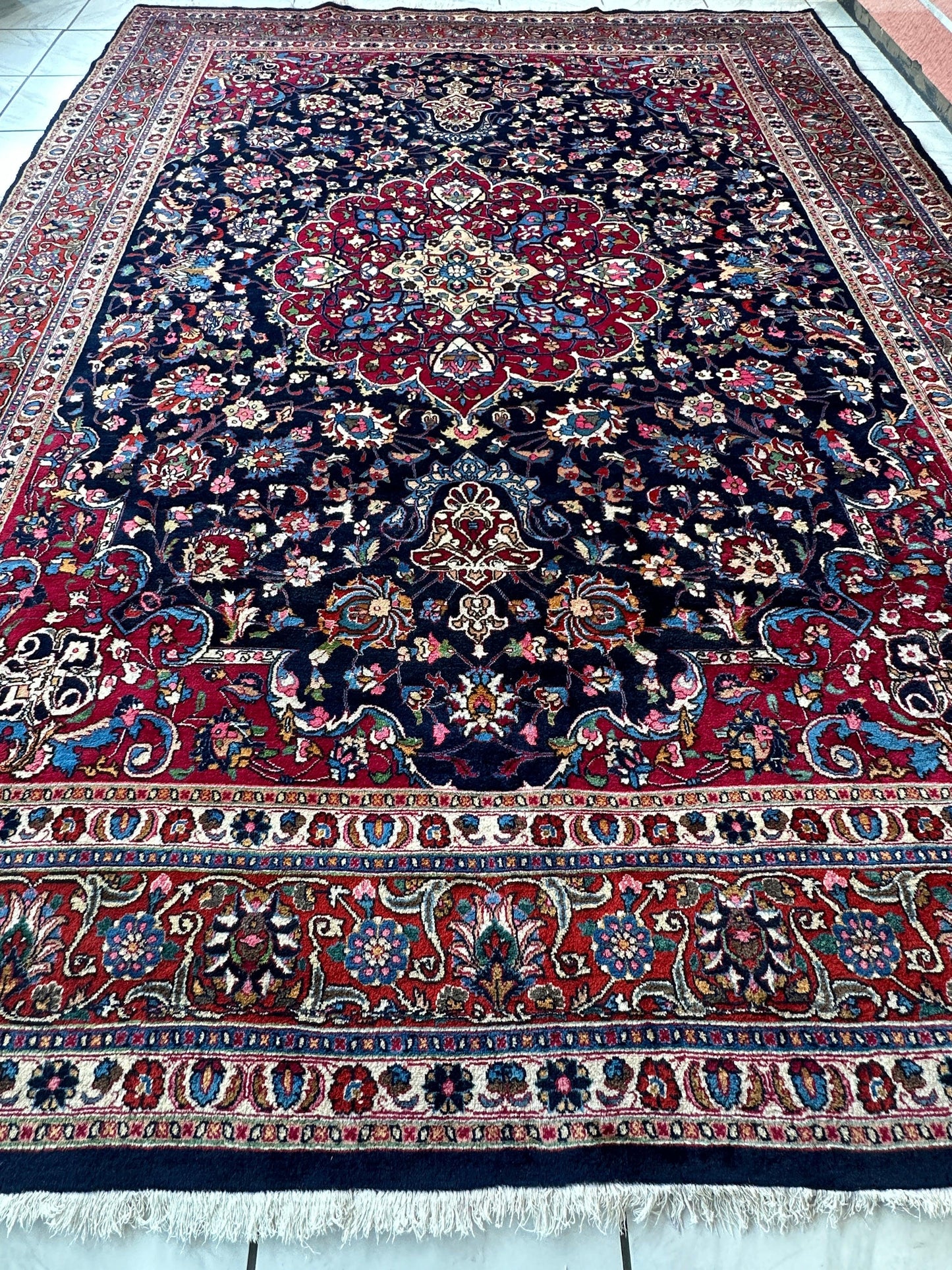 Persian Mashhad Hand Knotted Wool Area Rug 9’9” x 13’3” - Tampa Home & Garden Store