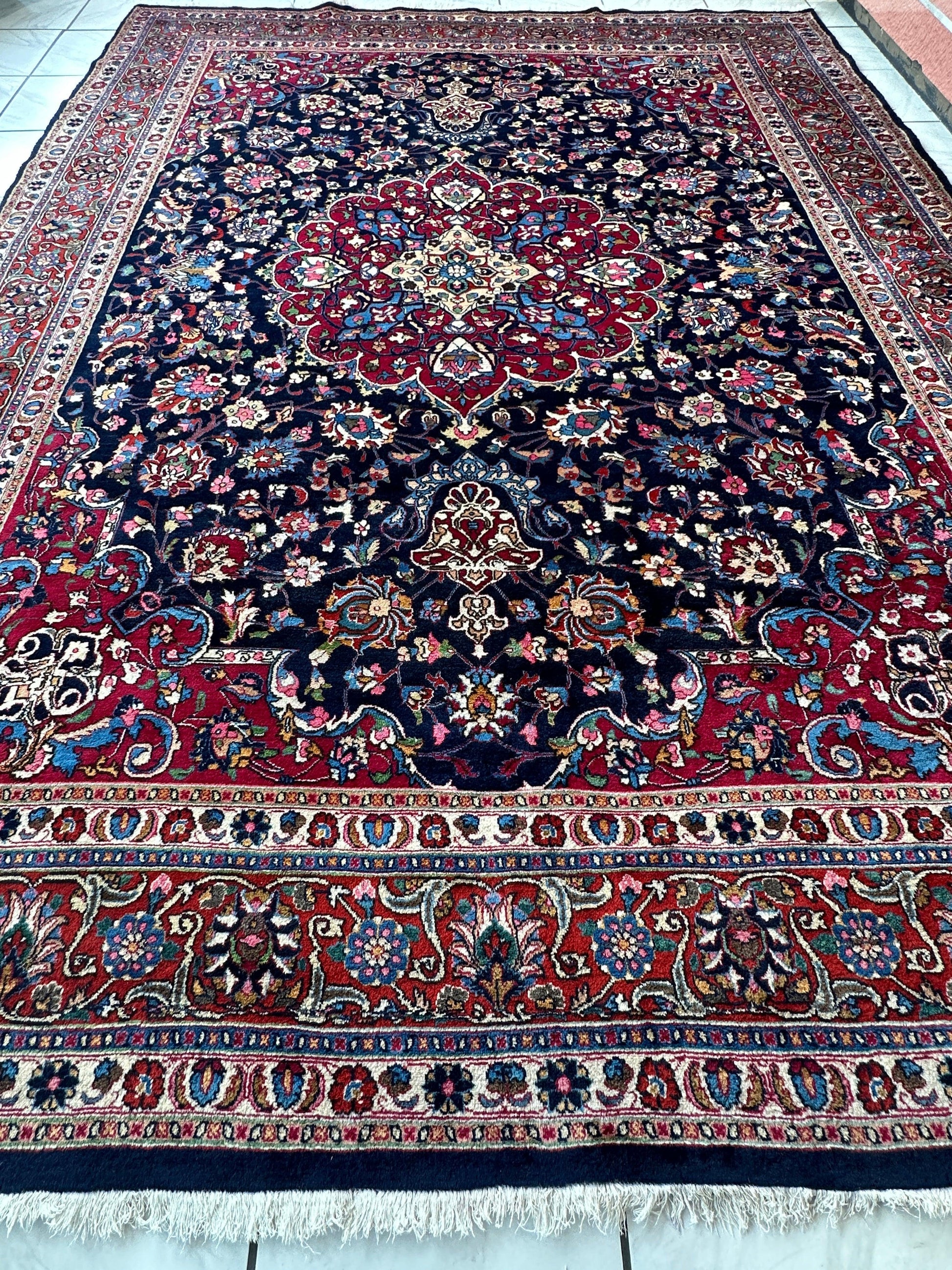 Persian Mashhad Hand Knotted Wool Area Rug 9’9” x 13’3” - Tampa Home & Garden Store