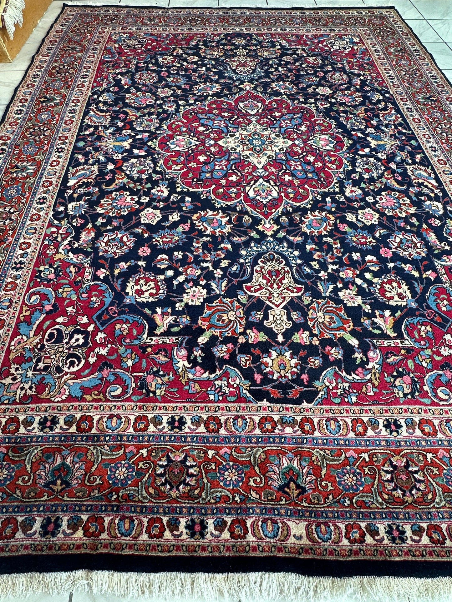 Persian Mashhad Hand Knotted Wool Area Rug 9’9” x 13’3” - Tampa Home & Garden Store