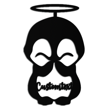 Personalized Cute Angel Penguin Metal Wall Art – Custom Text Adorable Black Steel Decor for Kids Rooms and Nurseries- KAF449 - Tampa Home & Garden Store