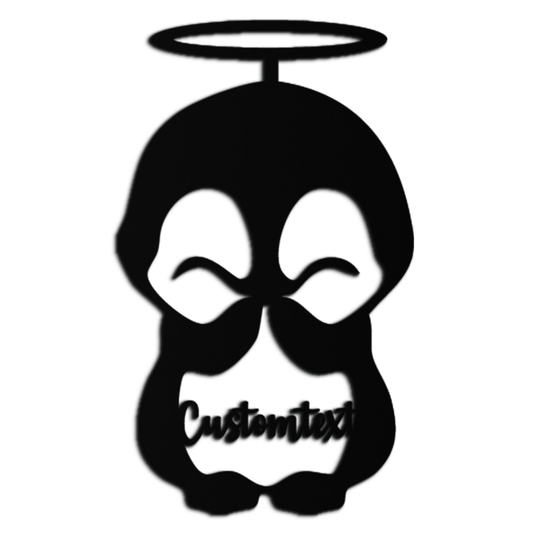 Personalized Cute Angel Penguin Metal Wall Art – Custom Text Adorable Black Steel Decor for Kids Rooms and Nurseries- KAF449 - Tampa Home & Garden Store