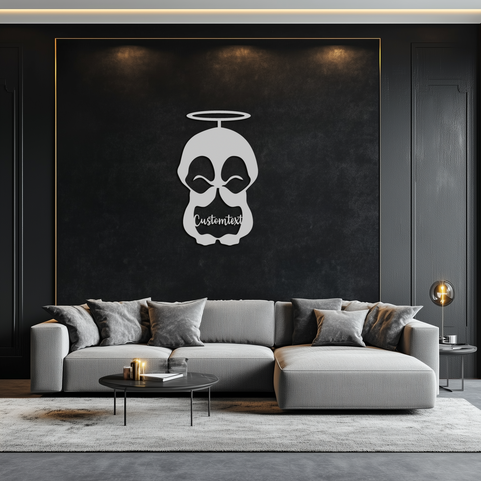 Personalized Cute Angel Penguin Metal Wall Art – Custom Text Adorable Black Steel Decor for Kids Rooms and Nurseries- KAF449 - Tampa Home & Garden Store