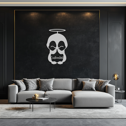 Personalized Cute Angel Penguin Metal Wall Art – Custom Text Adorable Black Steel Decor for Kids Rooms and Nurseries- KAF449 - Tampa Home & Garden Store