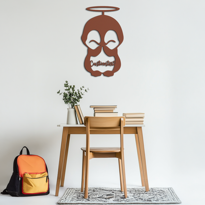 Personalized Cute Angel Penguin Metal Wall Art – Custom Text Adorable Black Steel Decor for Kids Rooms and Nurseries- KAF449 - Tampa Home & Garden Store