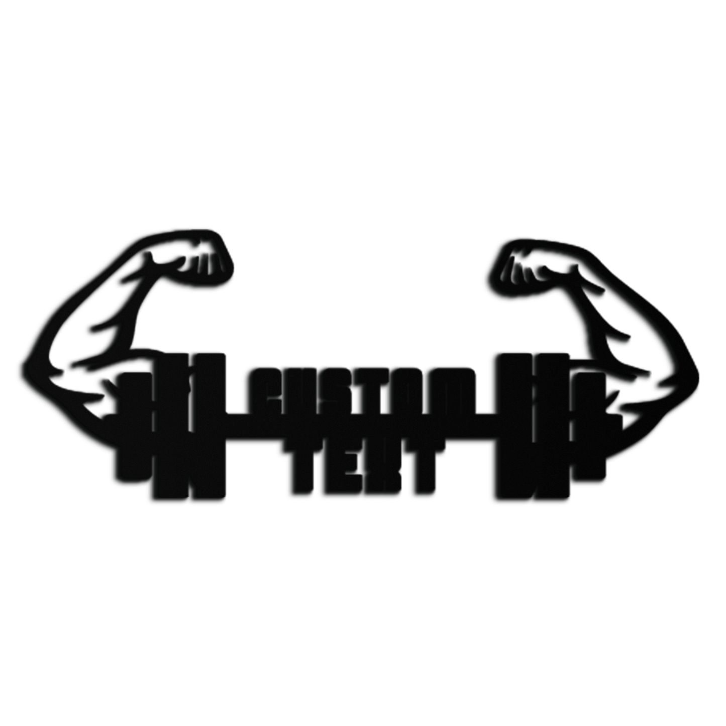 Personalized Fitness Barbell Metal Wall Art – Custom Text Muscular Arms Black Steel Decor for Gym and Workout Spaces- KAF448 - Tampa Home & Garden Store