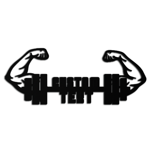 Personalized Fitness Barbell Metal Wall Art – Custom Text Muscular Arms Black Steel Decor for Gym and Workout Spaces- KAF448 - Tampa Home & Garden Store