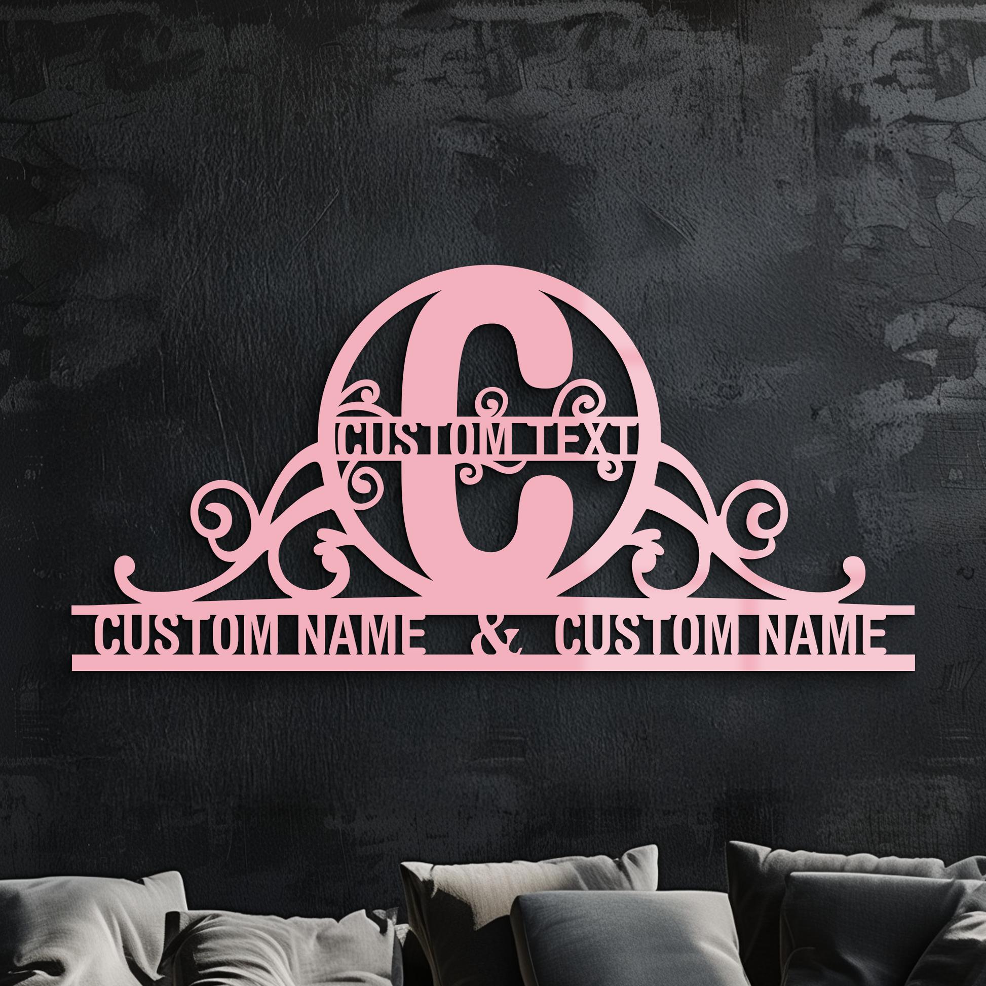 Personalized Initial Monogram Metal Wall Art – Custom Family Name Sign - KAFGP130 - Tampa Home & Garden Store