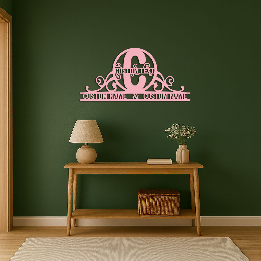Personalized Initial Monogram Metal Wall Art – Custom Family Name Sign - KAFGP130 - Tampa Home & Garden Store